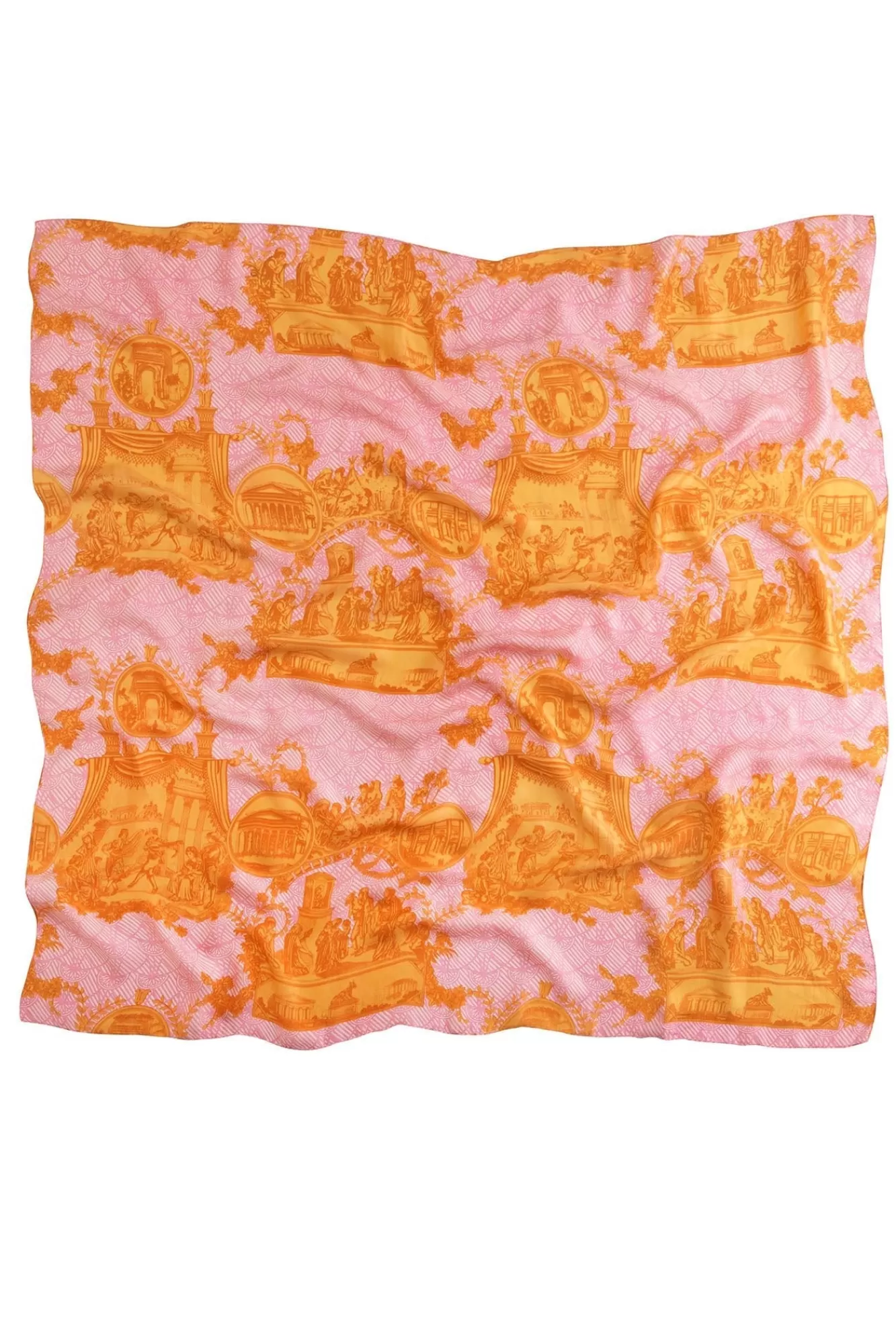 One Hundred Stars Scarves-Ancient Columns Orange Silk Scarf