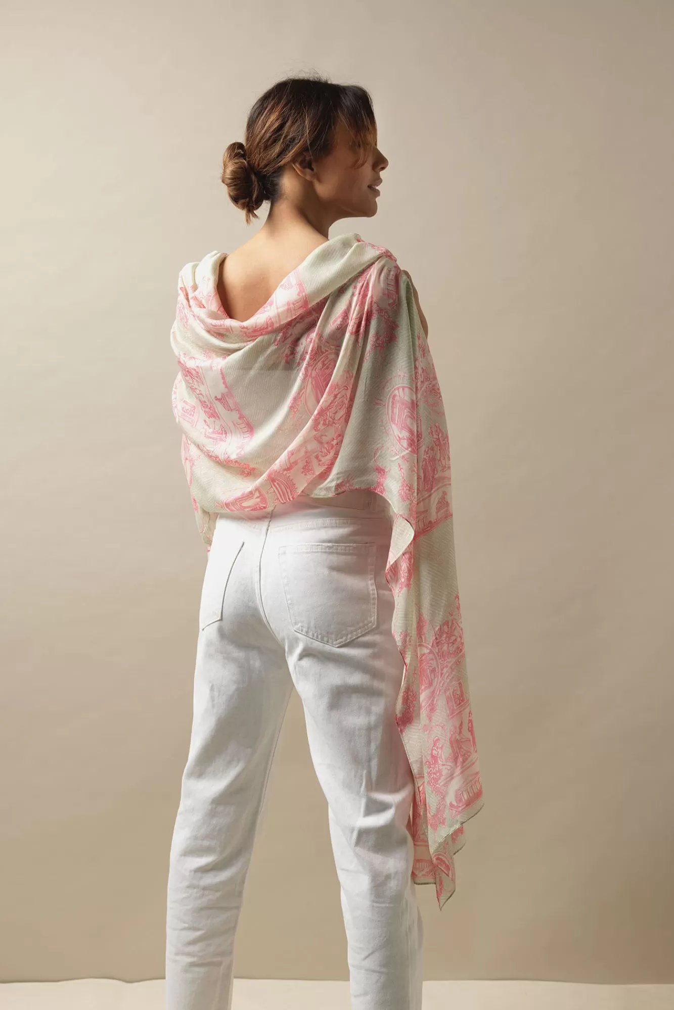 One Hundred Stars Scarves-Ancient Columns Pink Scarf