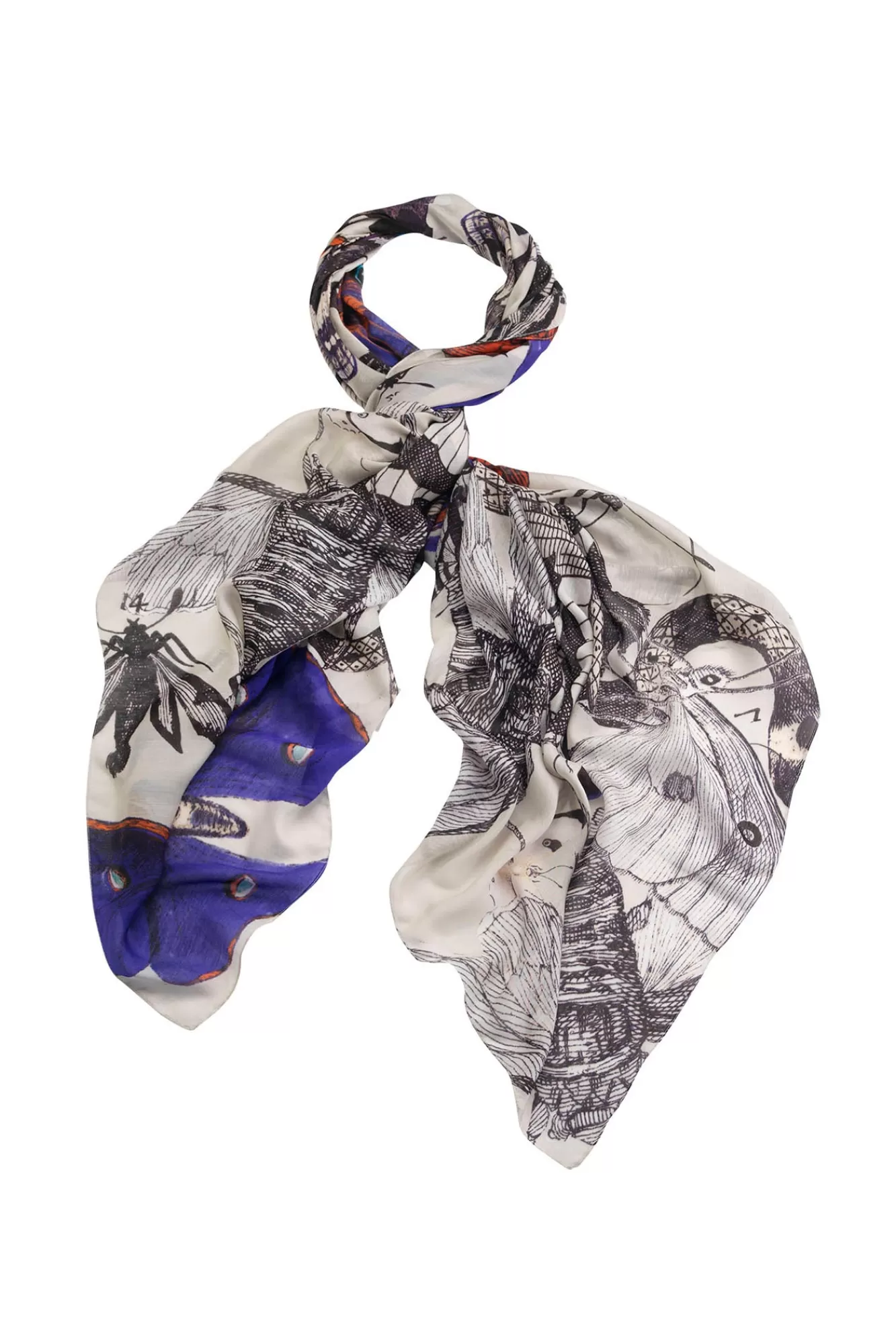 One Hundred Stars Scarves-Butterflies Cobalt Scarf