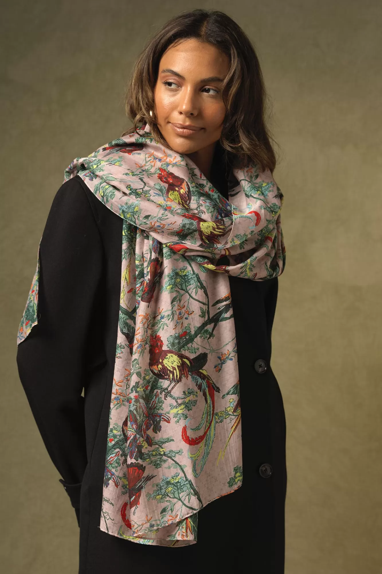 One Hundred Stars Scarves-Chinoiserie Pink Scarf