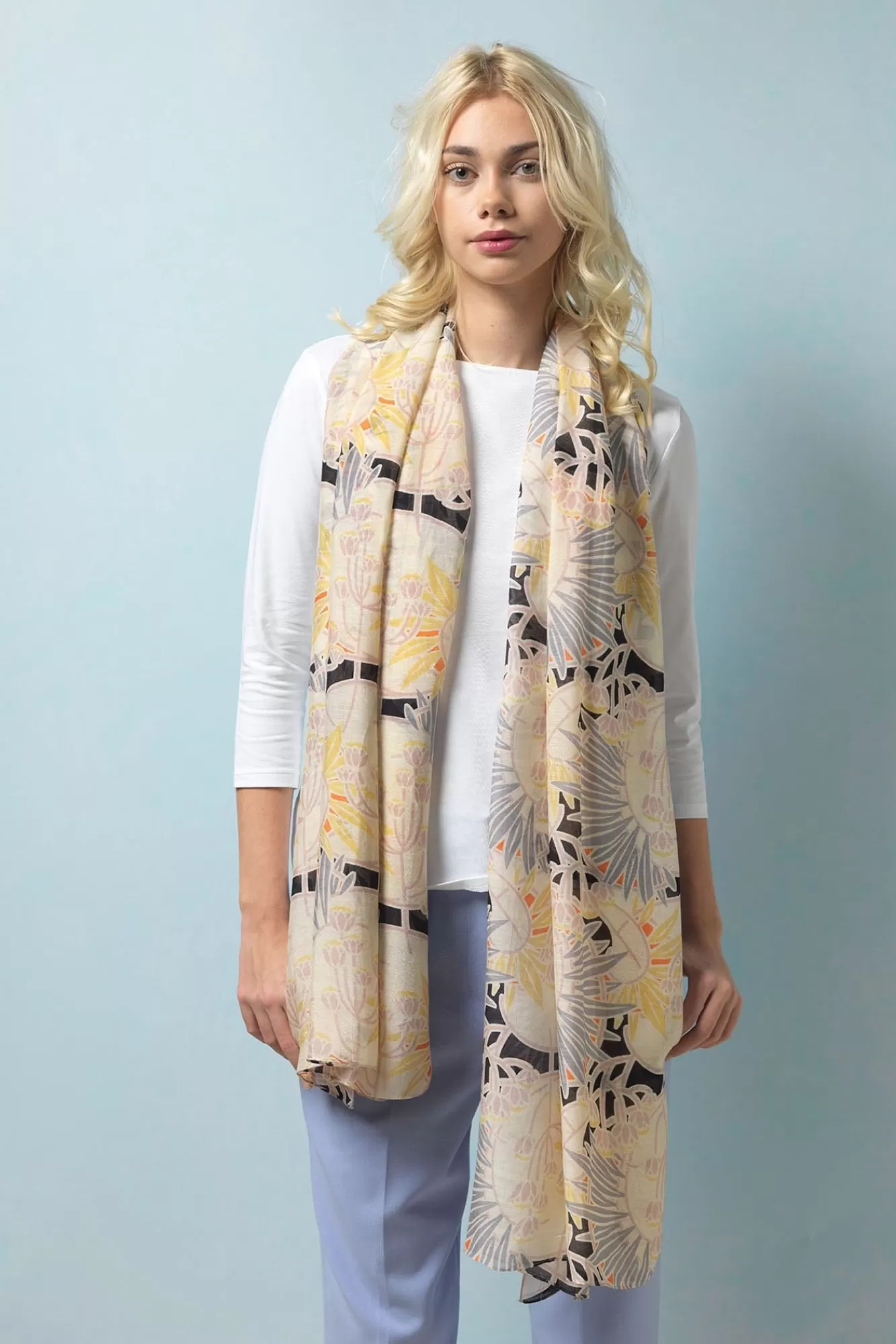 One Hundred Stars Scarves-Deco Daisy Mauve Scarf