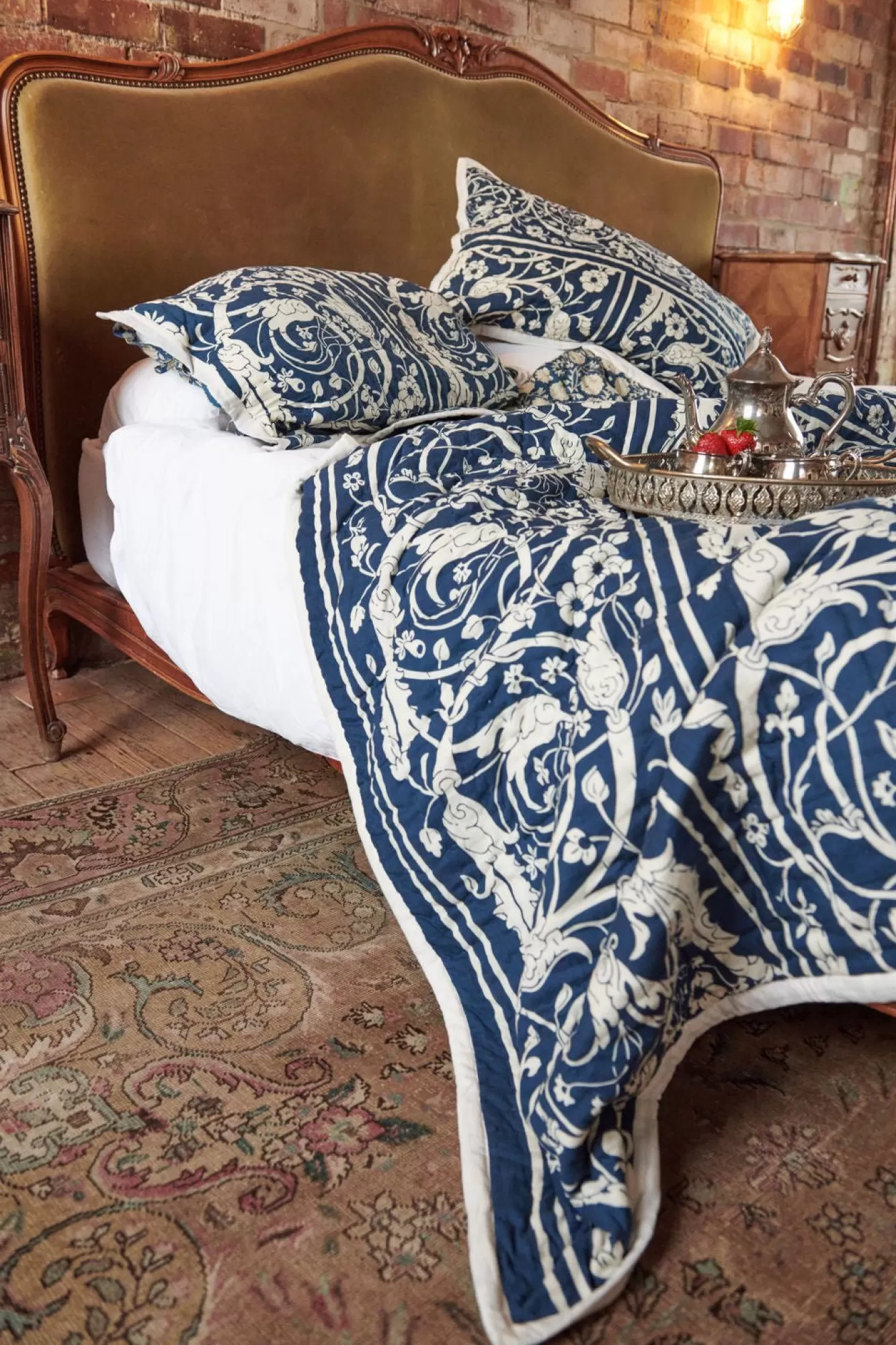 One Hundred Stars Bedspreads & Pillow Shams-Jaipur Blue Bedspread