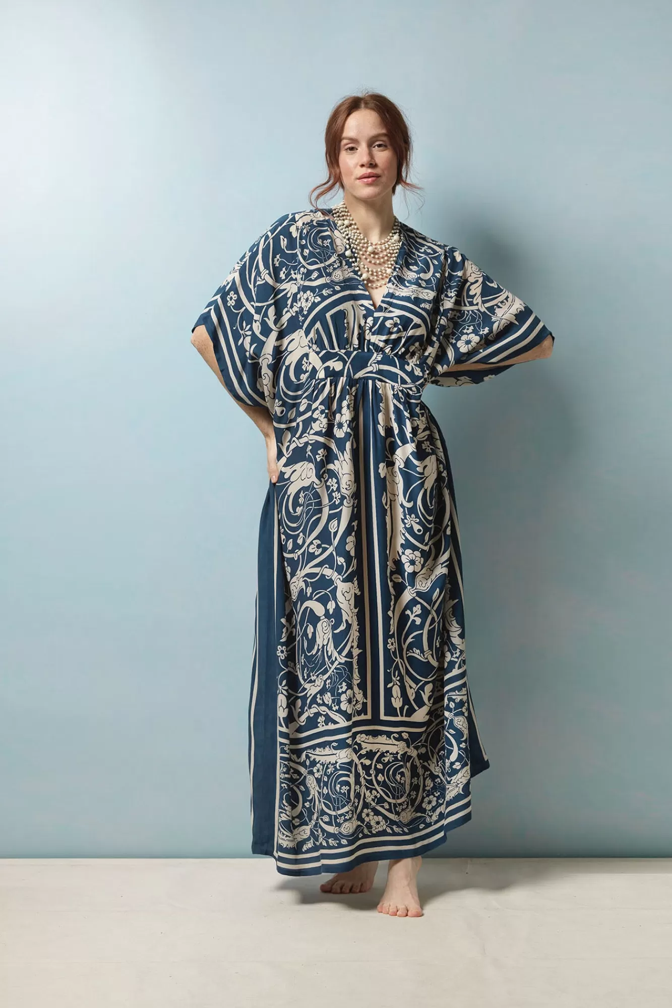 Women One Hundred Stars Kaftans-Jaipur Blue Margeux Kaftan