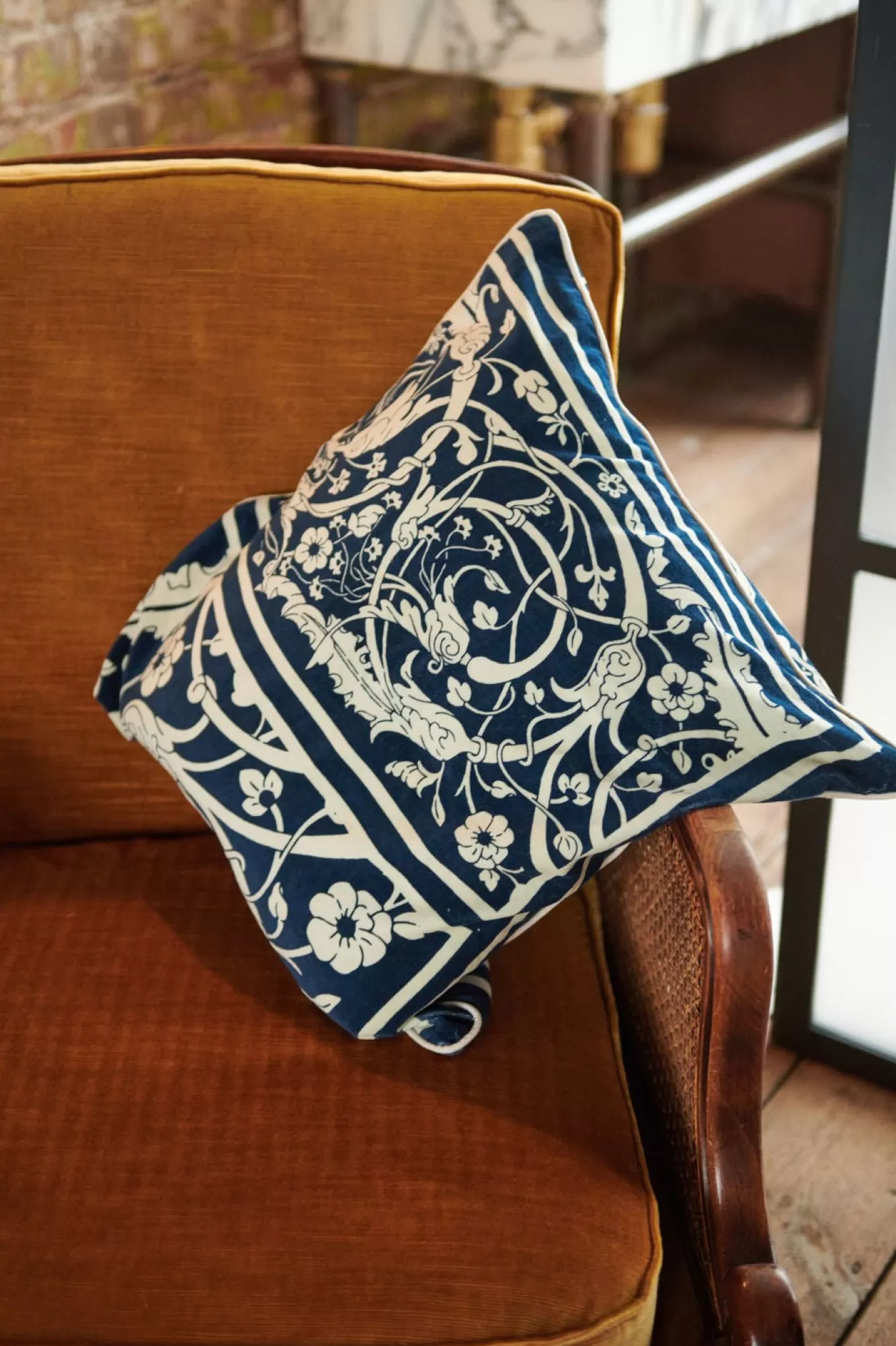 One Hundred Stars Cushions-Jaipur Blue Velvet Cushion