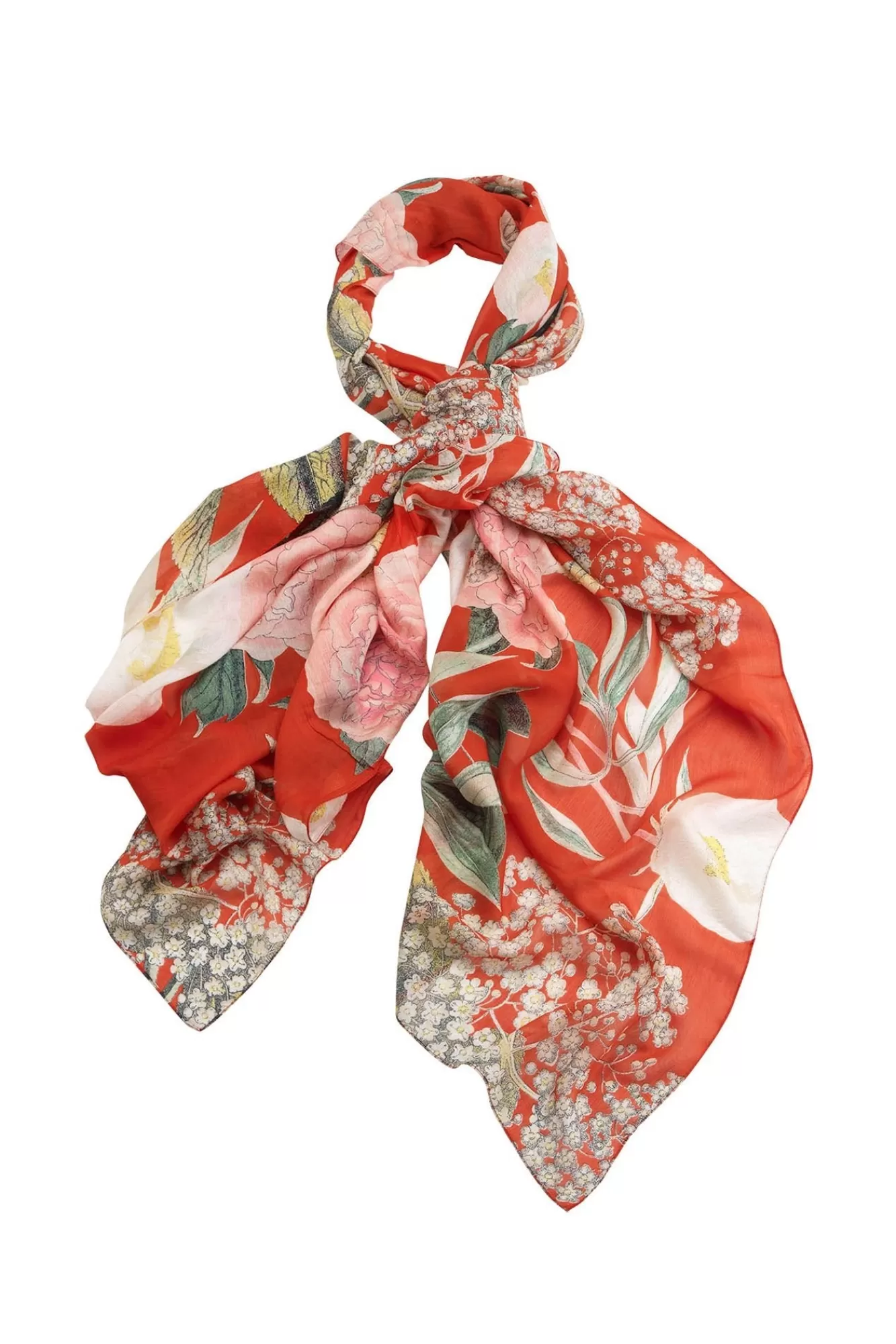 One Hundred Stars Scarves-Kew Elderflower Red Scarf