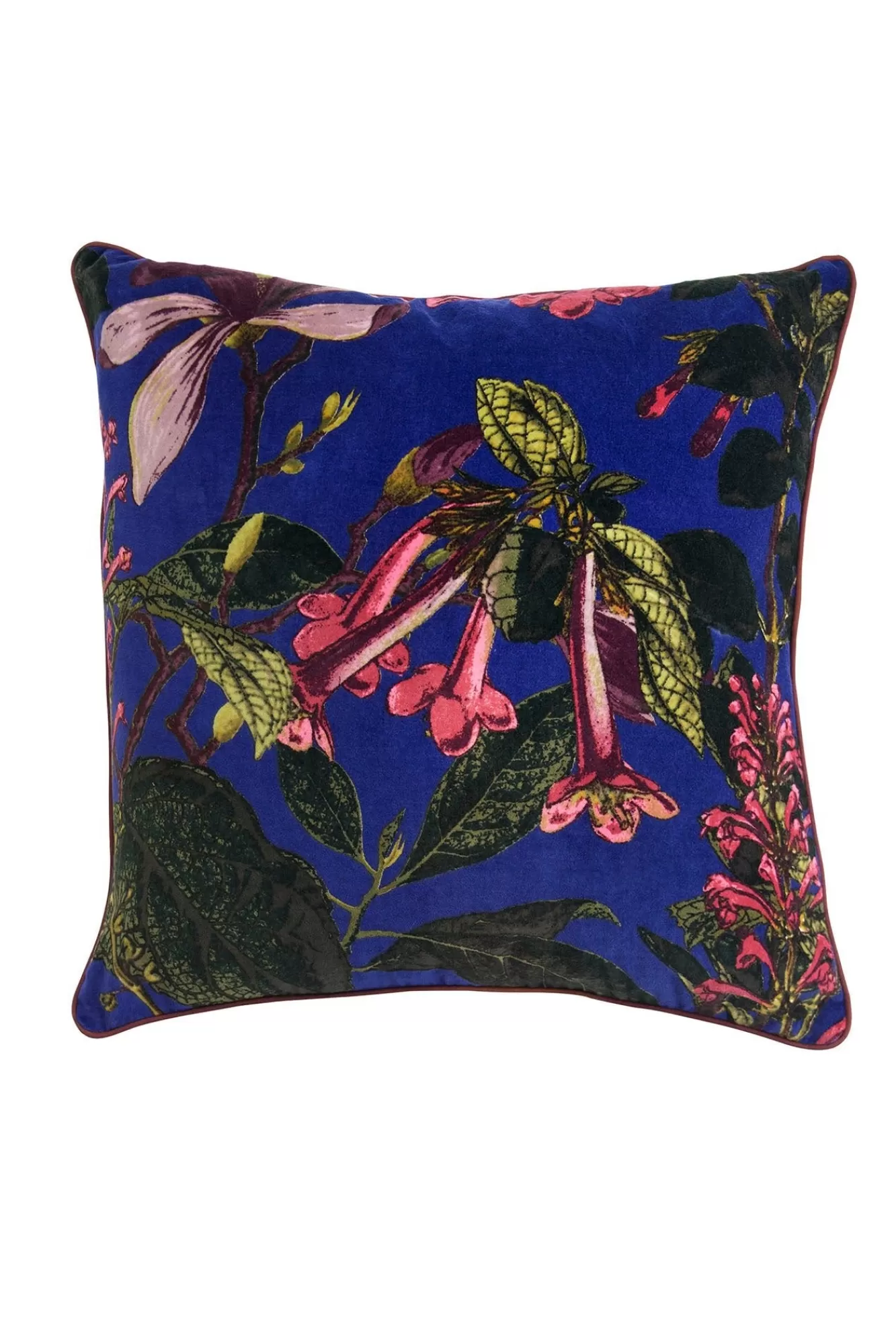 One Hundred Stars Cushions-Kew Magnolia Purple Velvet Square Cushion