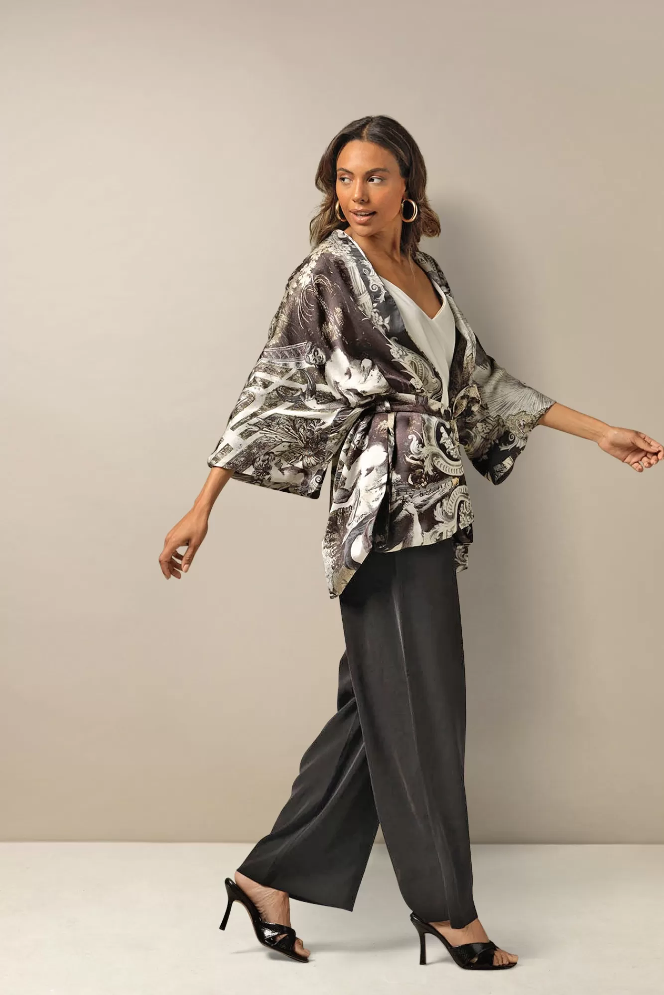 Women One Hundred Stars Wrap Jackets-Sunburst Grey Wrap Jacket