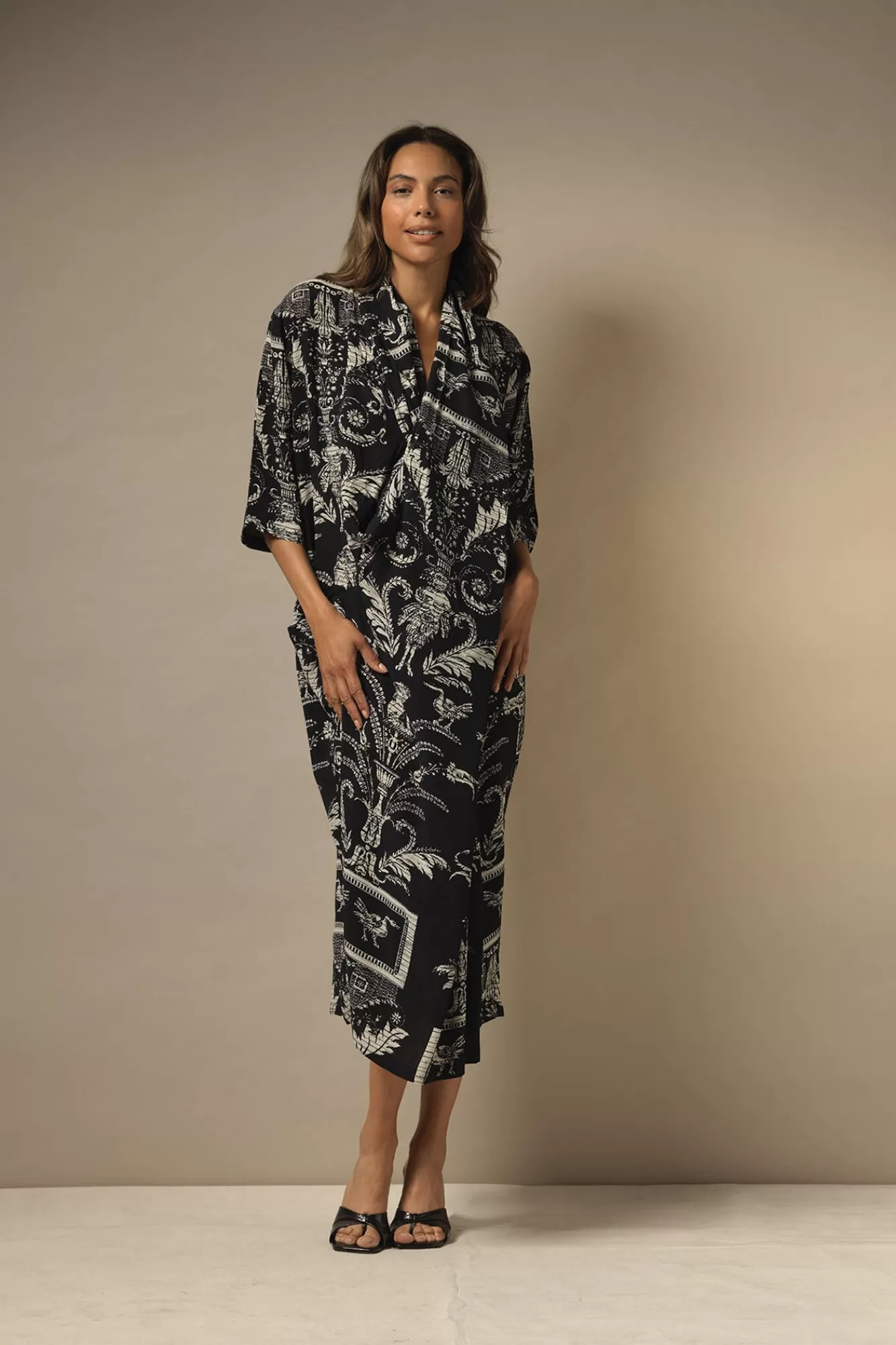 Women One Hundred Stars Dresses-Vintage Damask Black Rachel Dress