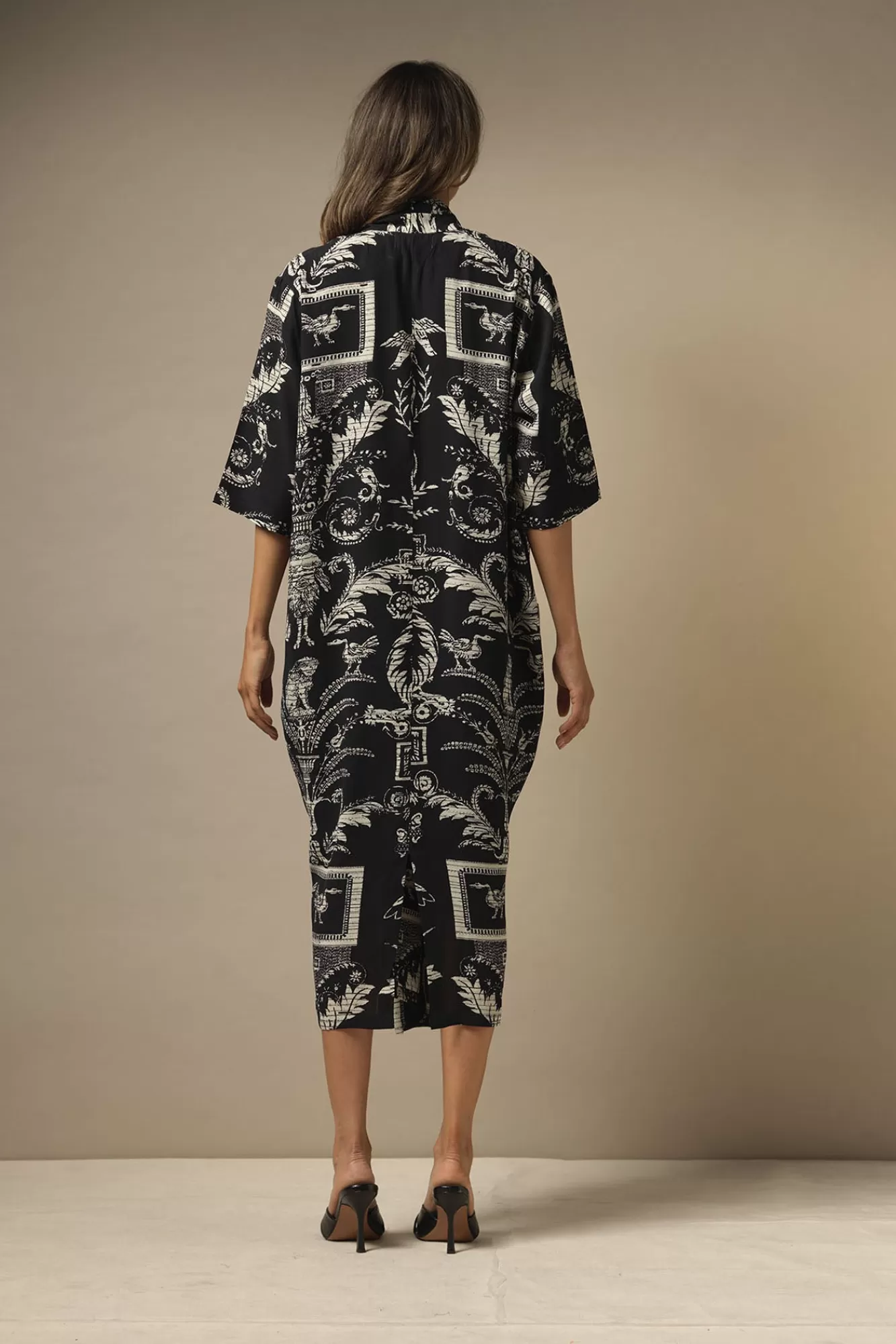Women One Hundred Stars Dresses-Vintage Damask Black Rachel Dress
