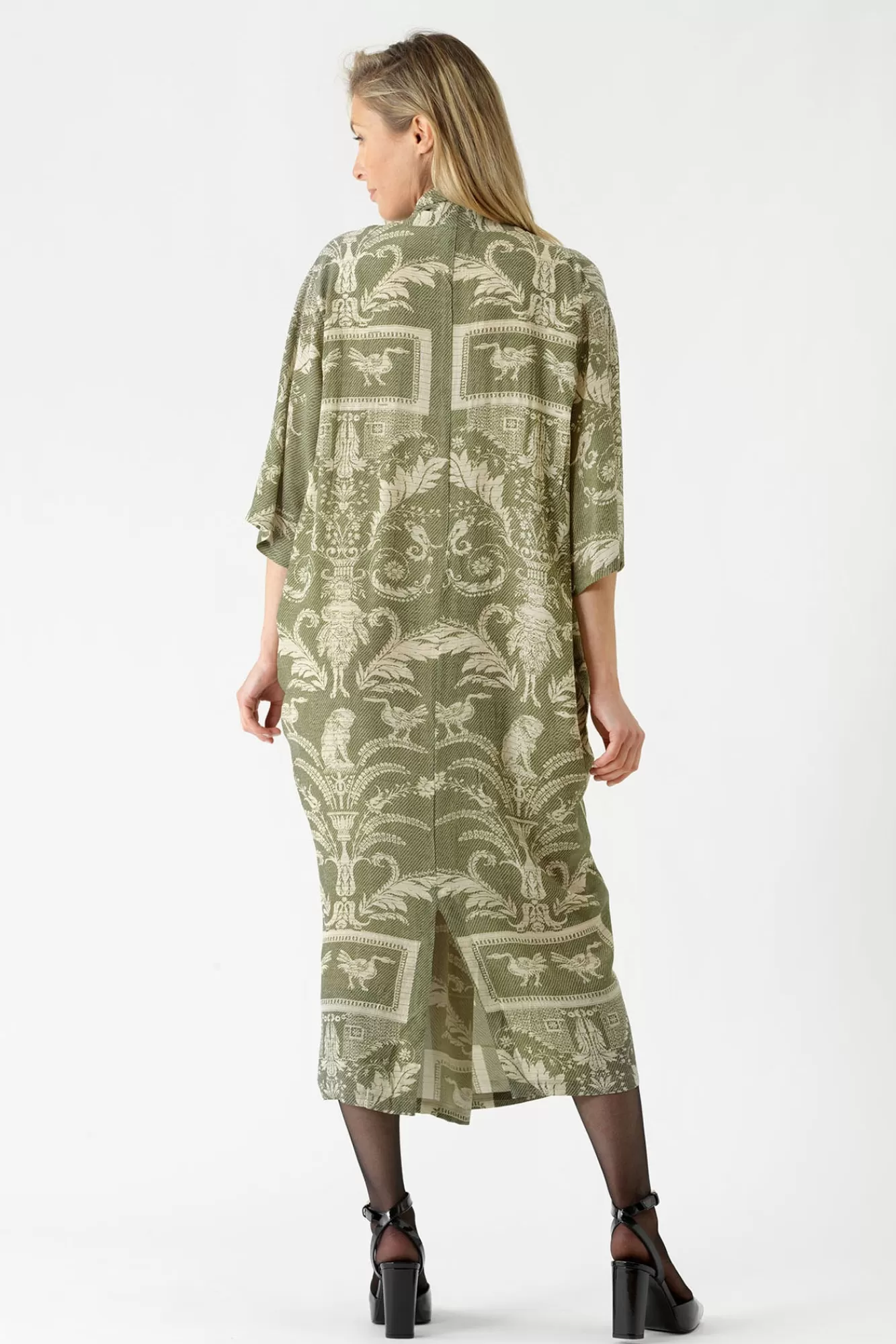 Women One Hundred Stars Dresses-Vintage Damask Sage Rachel Dress